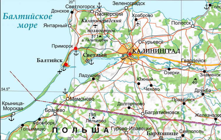 Где на карте калининград карта россии