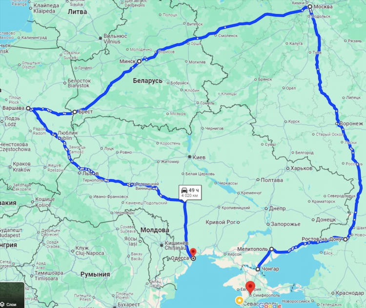 Как едет поезд москва калининград на карте