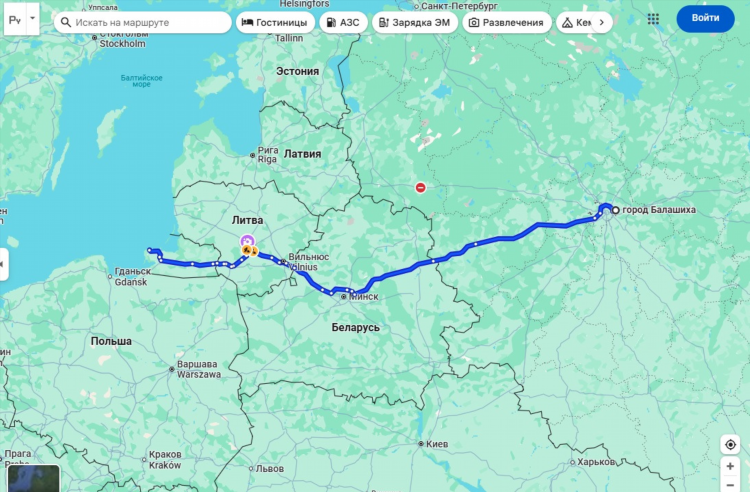 Какие границы пересекаешь при поездке в калининград